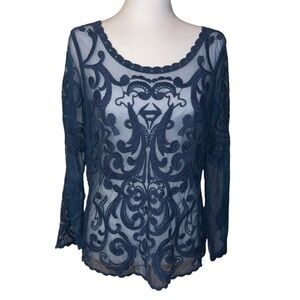 Y2K Lace Long Sleeve Top by Express Sz Small